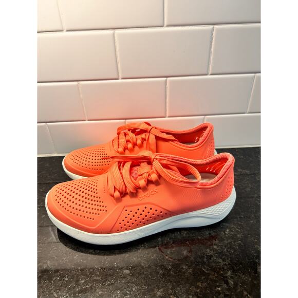 Crocs Women's Lace Up Literide Pacer Trainers Fresco‎ Sneakers Shoes Orange W9 - Picture 5 of 11